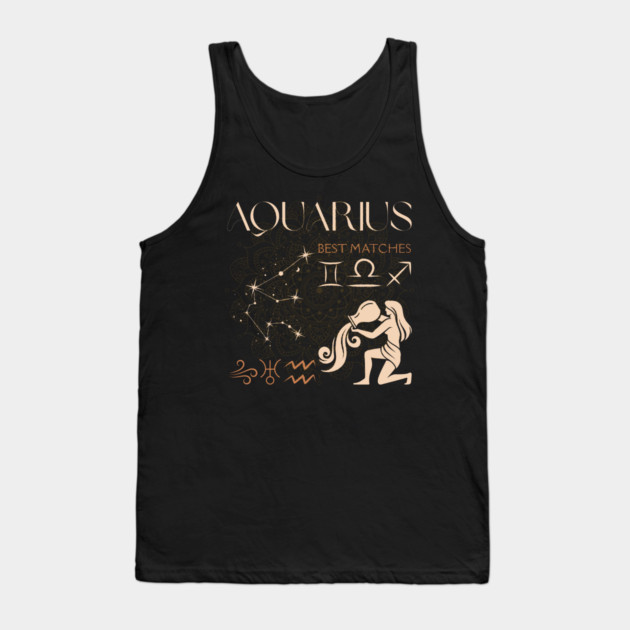 Aquarius Zodiac Compatibility Astrology Design Tank Top by TuncGK