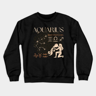 Aquarius Zodiac Compatibility Astrology Design Crewneck Sweatshirt