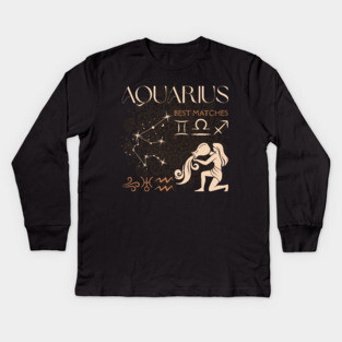 Aquarius Zodiac Compatibility Astrology Design Kids Long Sleeve T-Shirt