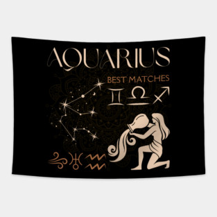 Aquarius Zodiac Compatibility Astrology Design Tapestry