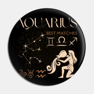 Aquarius Zodiac Compatibility Astrology Design Pin