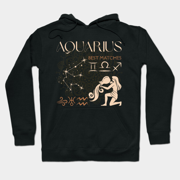 Aquarius Zodiac Compatibility Astrology Design Hoodie by TuncGK