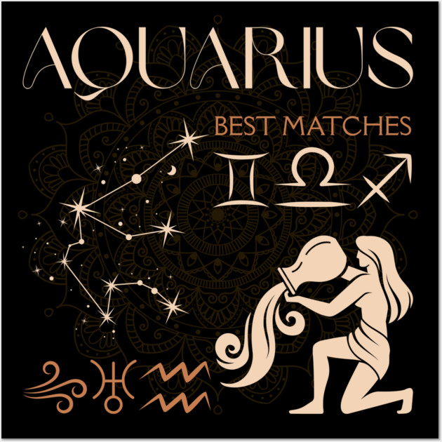 Aquarius Zodiac Compatibility Astrology Design Wall Art by TuncGK