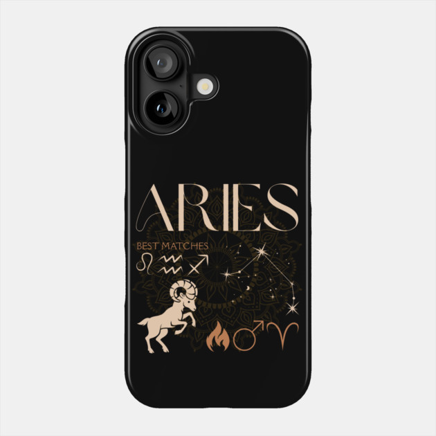 Aries Zodiac Sign Compatibility Astrology Design Phone Case by TuncGK