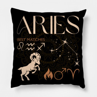 Aries Zodiac Sign Compatibility Astrology Design Pillow