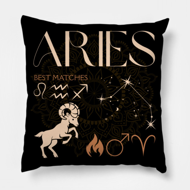 Aries Zodiac Sign Compatibility Astrology Design Pillow by TuncGK
