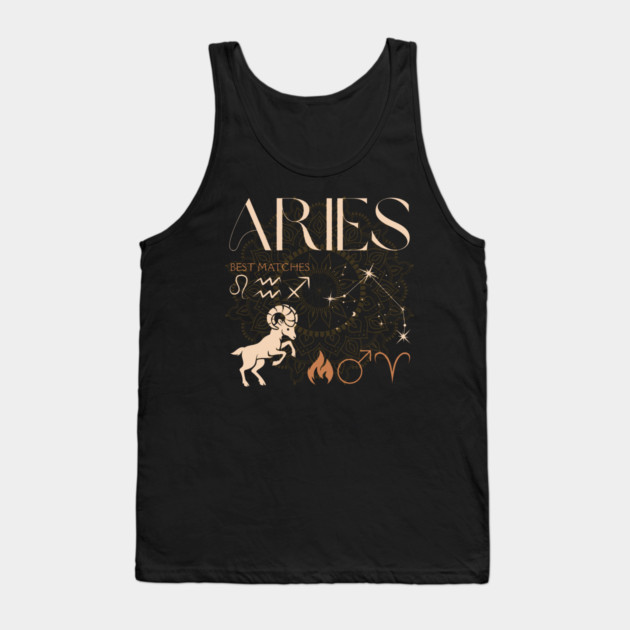 Aries Zodiac Sign Compatibility Astrology Design Tank Top by TuncGK