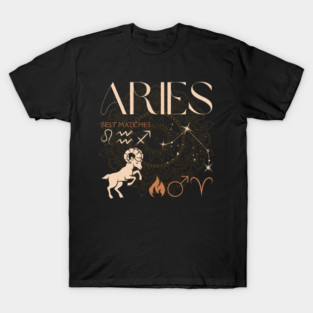 Aries Zodiac Sign Compatibility Astrology Design T-Shirt