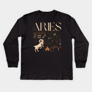 Aries Zodiac Sign Compatibility Astrology Design Kids Long Sleeve T-Shirt