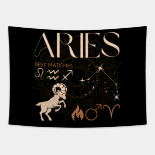 Aries Zodiac Sign Compatibility Astrology Design Tapestry