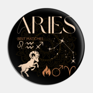 Aries Zodiac Sign Compatibility Astrology Design Pin