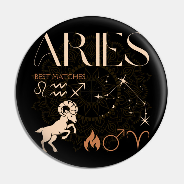 Aries Zodiac Sign Compatibility Astrology Design Pin by TuncGK
