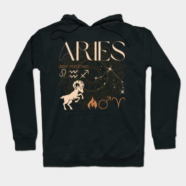 Aries Zodiac Sign Compatibility Astrology Design Hoodie by TuncGK
