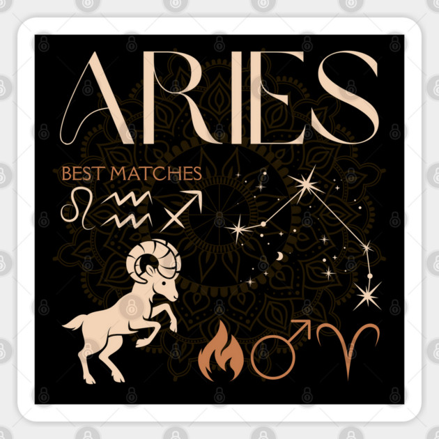 Aries Zodiac Sign Compatibility Astrology Design Sticker by TuncGK