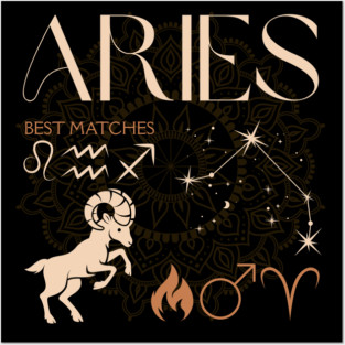Aries Zodiac Sign Compatibility Astrology Design Posters and Art