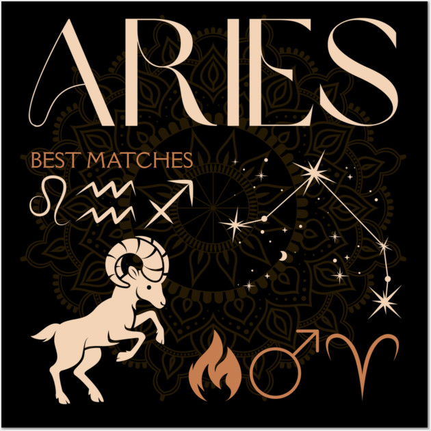 Aries Zodiac Sign Compatibility Astrology Design Wall Art by TuncGK