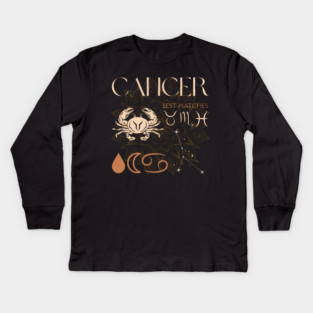 Cancer Horoscope Sign Celestial Zodiac Art Kids Long Sleeve T-Shirt
