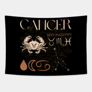 Cancer Horoscope Sign Celestial Zodiac Art Tapestry