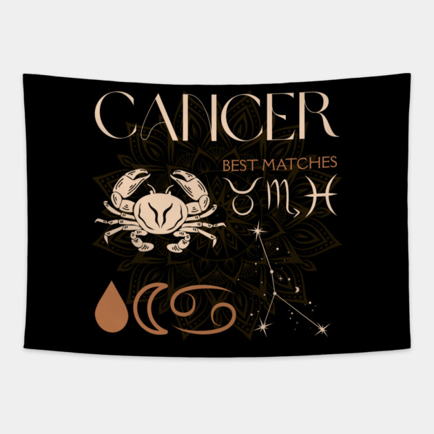 Cancer Horoscope Sign Celestial Zodiac Art Tapestry by TuncGK
