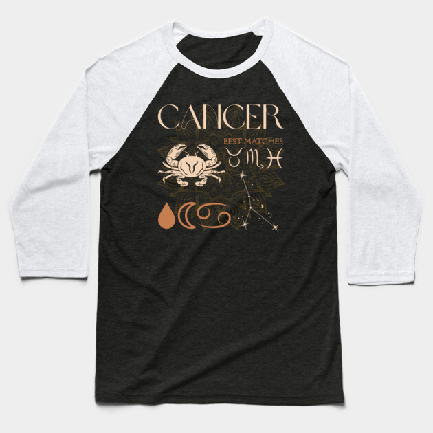 Cancer Horoscope Sign Celestial Zodiac Art Baseball T-Shirt by TuncGK