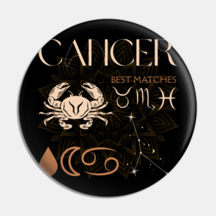 Cancer Horoscope Sign Celestial Zodiac Art Pin