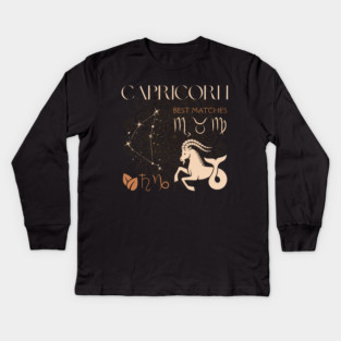 Capricorn Zodiac Sign Horoscope Celestial Art Kids Long Sleeve T-Shirt