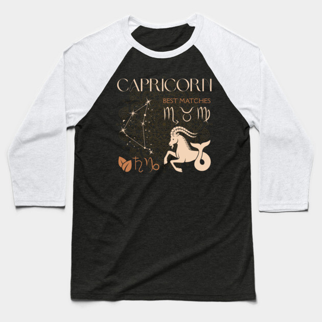 Capricorn Zodiac Sign Horoscope Celestial Art Baseball T-Shirt by TuncGK