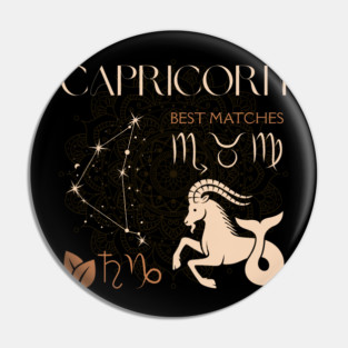 Capricorn Zodiac Sign Horoscope Celestial Art Pin