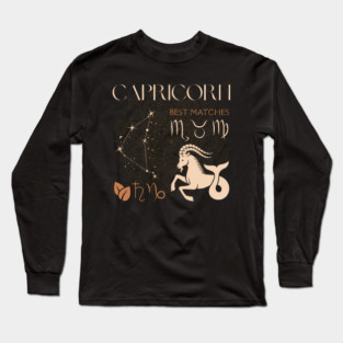 Capricorn Zodiac Sign Horoscope Celestial Art Long Sleeve T-Shirt