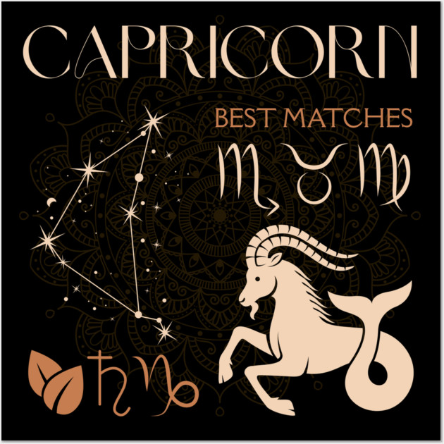 Capricorn Zodiac Sign Horoscope Celestial Art Wall Art by TuncGK