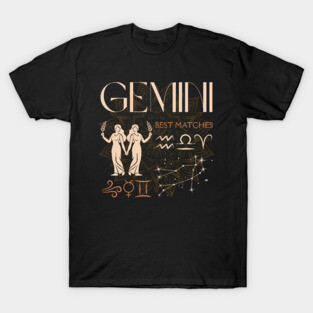 Gemini Zodiac Compatibility Horoscope Star Sign T-Shirt