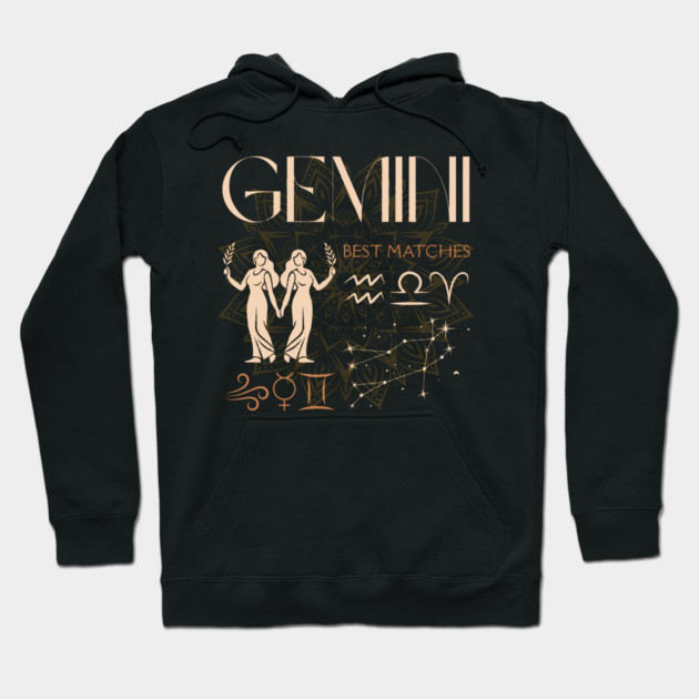 Gemini Zodiac Compatibility Horoscope Star Sign Hoodie by TuncGK