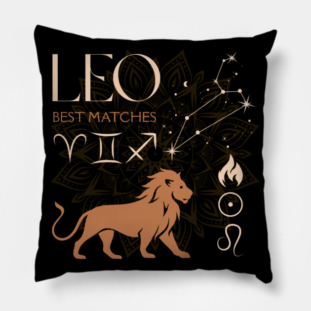 Leo Zodiac Horoscope Fire Sign Astrology Design Pillow by TuncGK