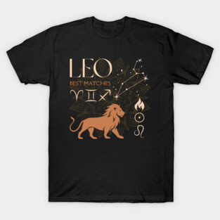 Leo Zodiac Horoscope Fire Sign Astrology Design T-Shirt