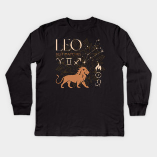 Leo Zodiac Horoscope Fire Sign Astrology Design Kids Long Sleeve T-Shirt