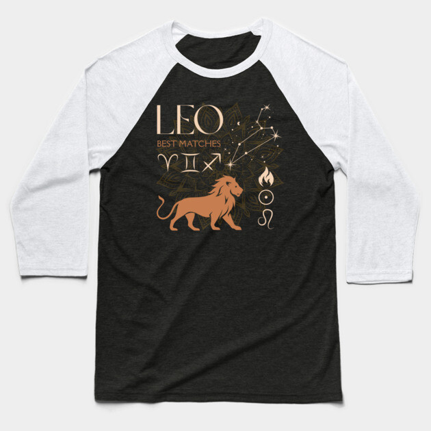 Leo Zodiac Horoscope Fire Sign Astrology Design Baseball T-Shirt by TuncGK