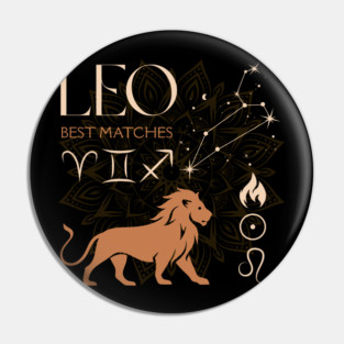 Leo Zodiac Horoscope Fire Sign Astrology Design Pin