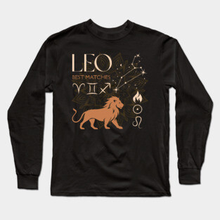 Leo Zodiac Horoscope Fire Sign Astrology Design Long Sleeve T-Shirt