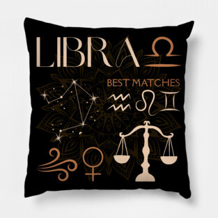 Libra Zodiac Sign Compatibility Celestial Astrology Pillow