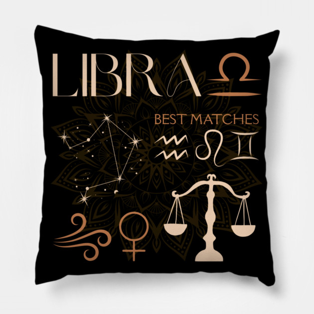 Libra Zodiac Sign Compatibility Celestial Astrology Pillow by TuncGK