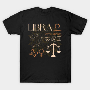 Libra Zodiac Sign Compatibility Celestial Astrology T-Shirt