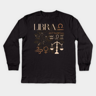 Libra Zodiac Sign Compatibility Celestial Astrology Kids Long Sleeve T-Shirt