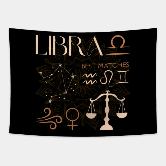 Libra Zodiac Sign Compatibility Celestial Astrology Tapestry by TuncGK