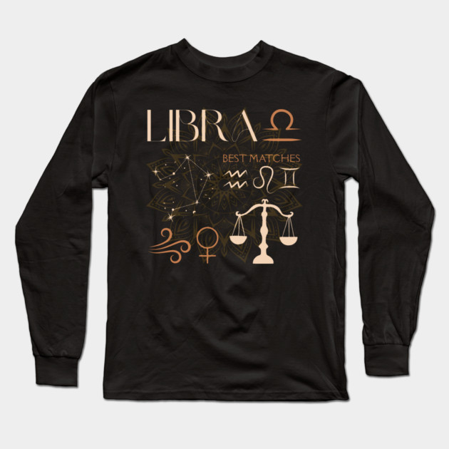 Libra Zodiac Sign Compatibility Celestial Astrology Long Sleeve T-Shirt by TuncGK