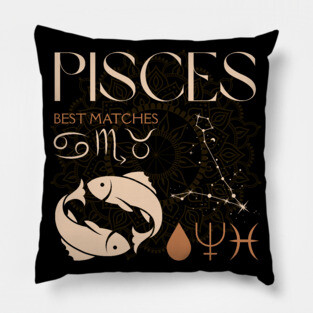 Pisces Horoscope Sign Celestial Zodiac Art Pillow