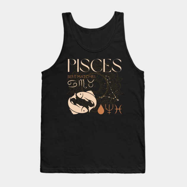 Pisces Horoscope Sign Celestial Zodiac Art Tank Top by TuncGK