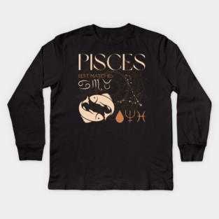 Pisces Horoscope Sign Celestial Zodiac Art Kids Long Sleeve T-Shirt
