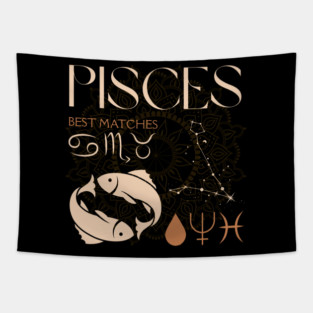 Pisces Horoscope Sign Celestial Zodiac Art Tapestry