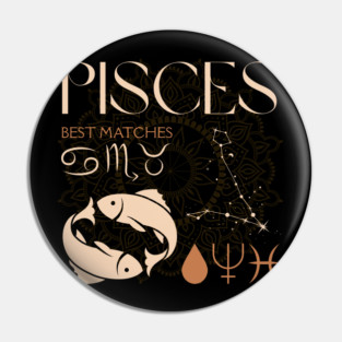 Pisces Horoscope Sign Celestial Zodiac Art Pin