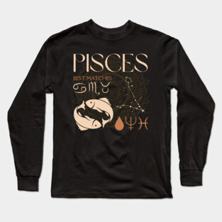 Pisces Horoscope Sign Celestial Zodiac Art Long Sleeve T-Shirt